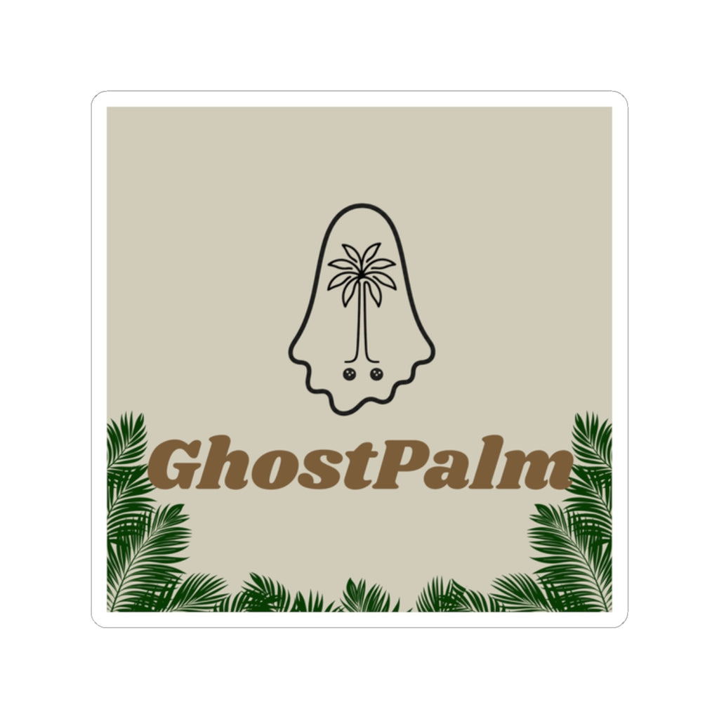 GhostPalm Kiss-Cut Sticker — Tropical Ghost Logo Sticker for Laptops & Water Bottles