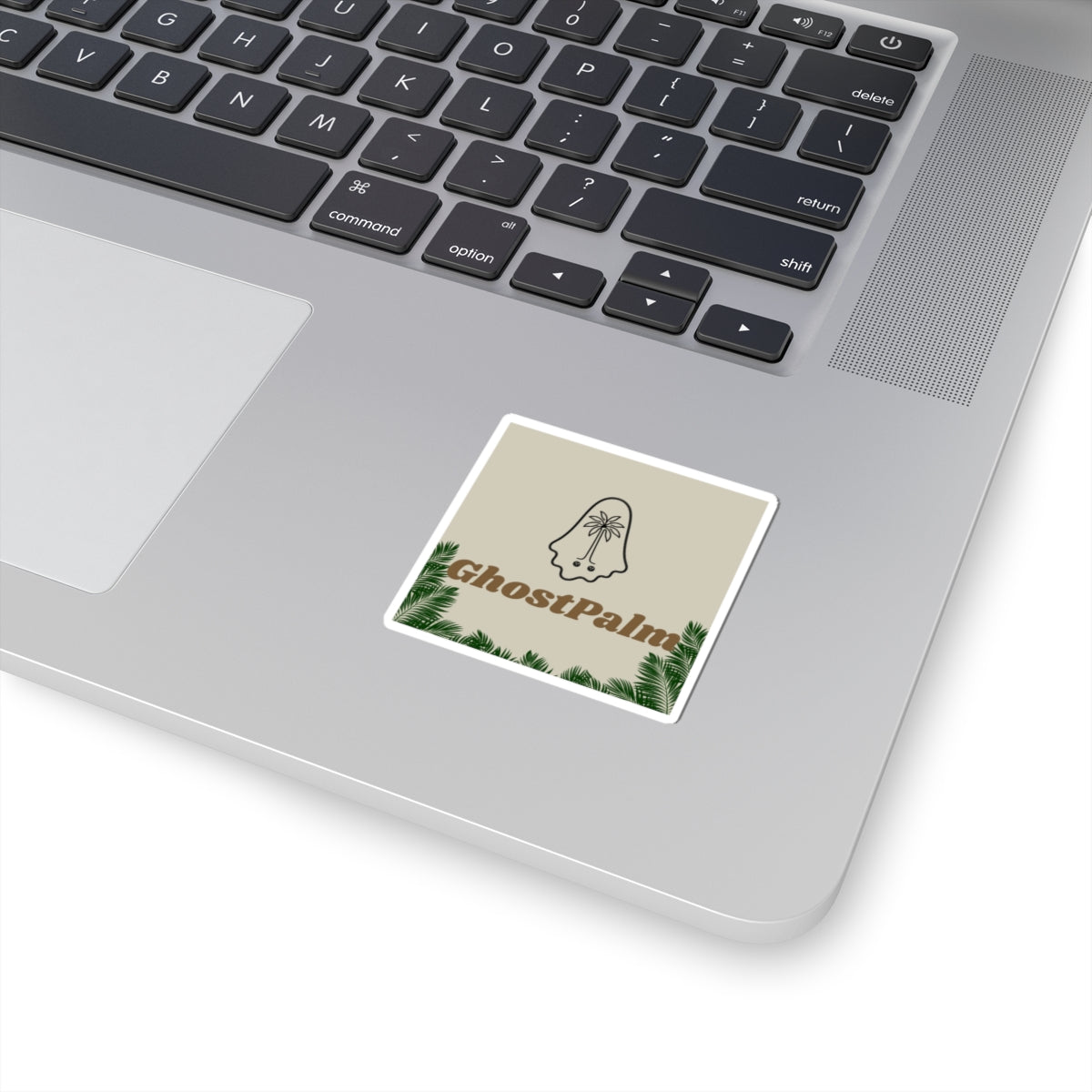 GhostPalm Kiss-Cut Sticker — Tropical Ghost Logo Sticker for Laptops & Water Bottles