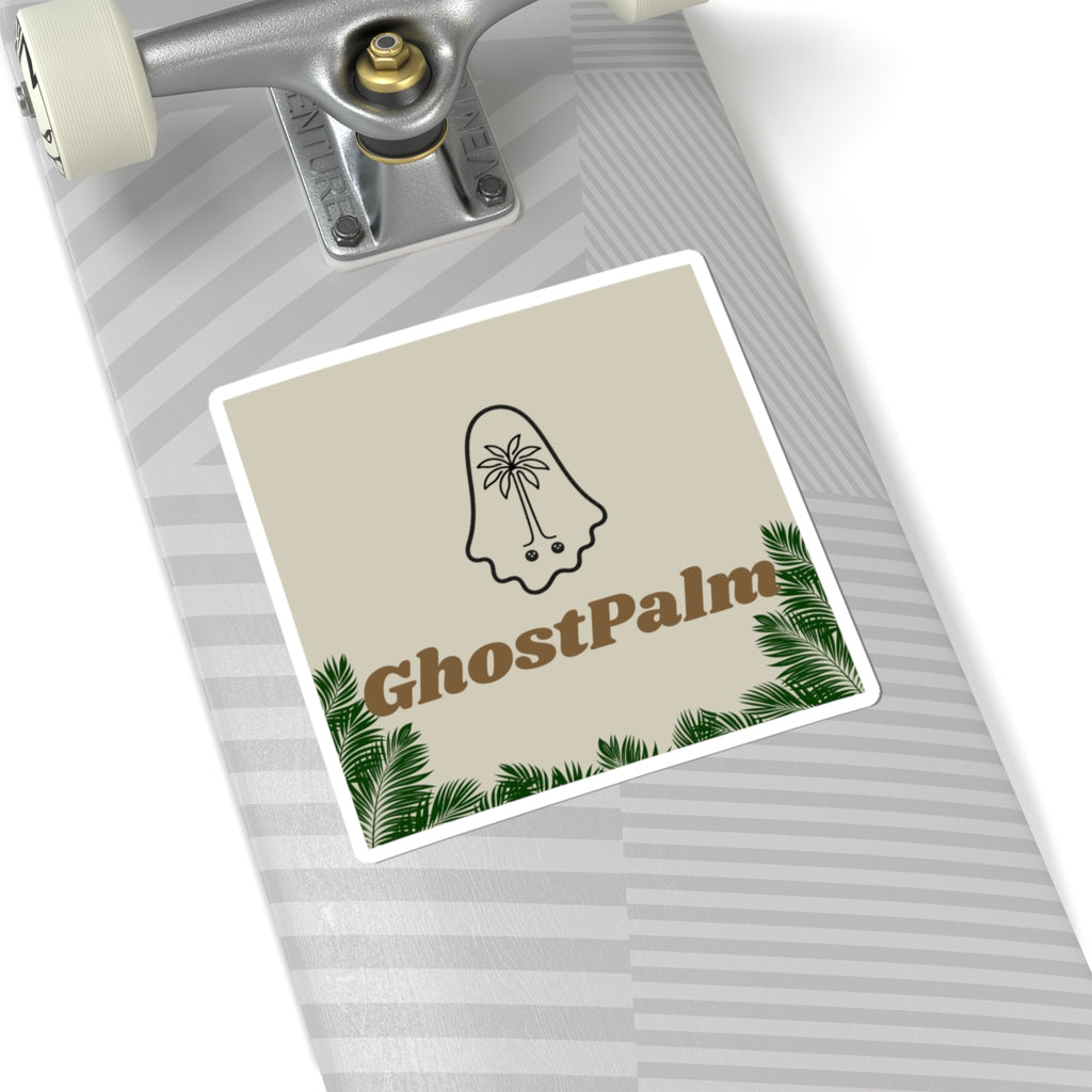 GhostPalm Kiss-Cut Sticker — Tropical Ghost Logo Sticker for Laptops & Water Bottles