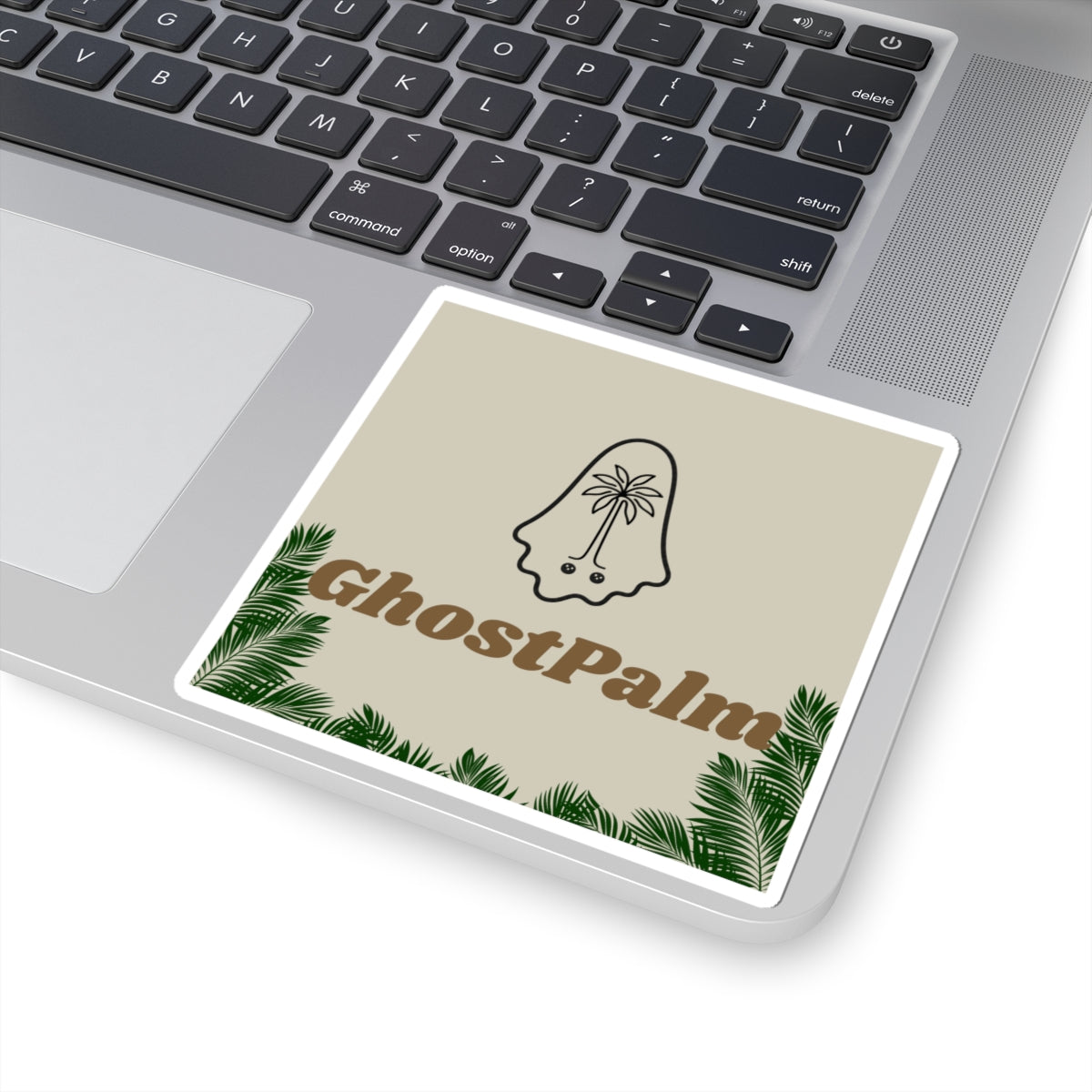 GhostPalm Kiss-Cut Sticker — Tropical Ghost Logo Sticker for Laptops & Water Bottles